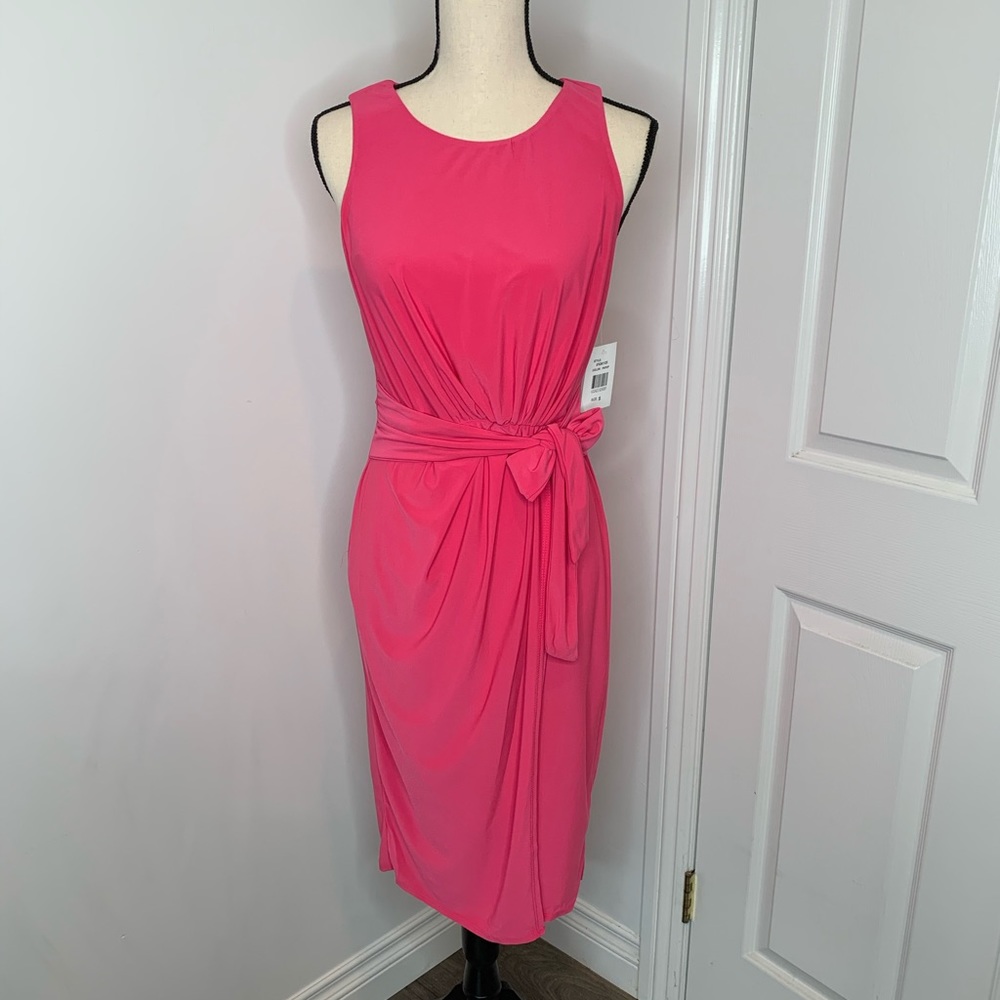 SUPERFOX waist tie drape sleeveless dress